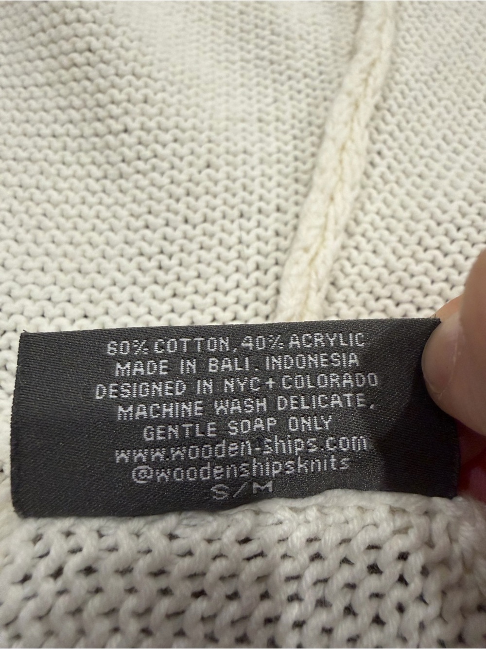 Wooden Ships Chunky Knit Hoodie Sweater Off White S/M - Picture 3 of 6